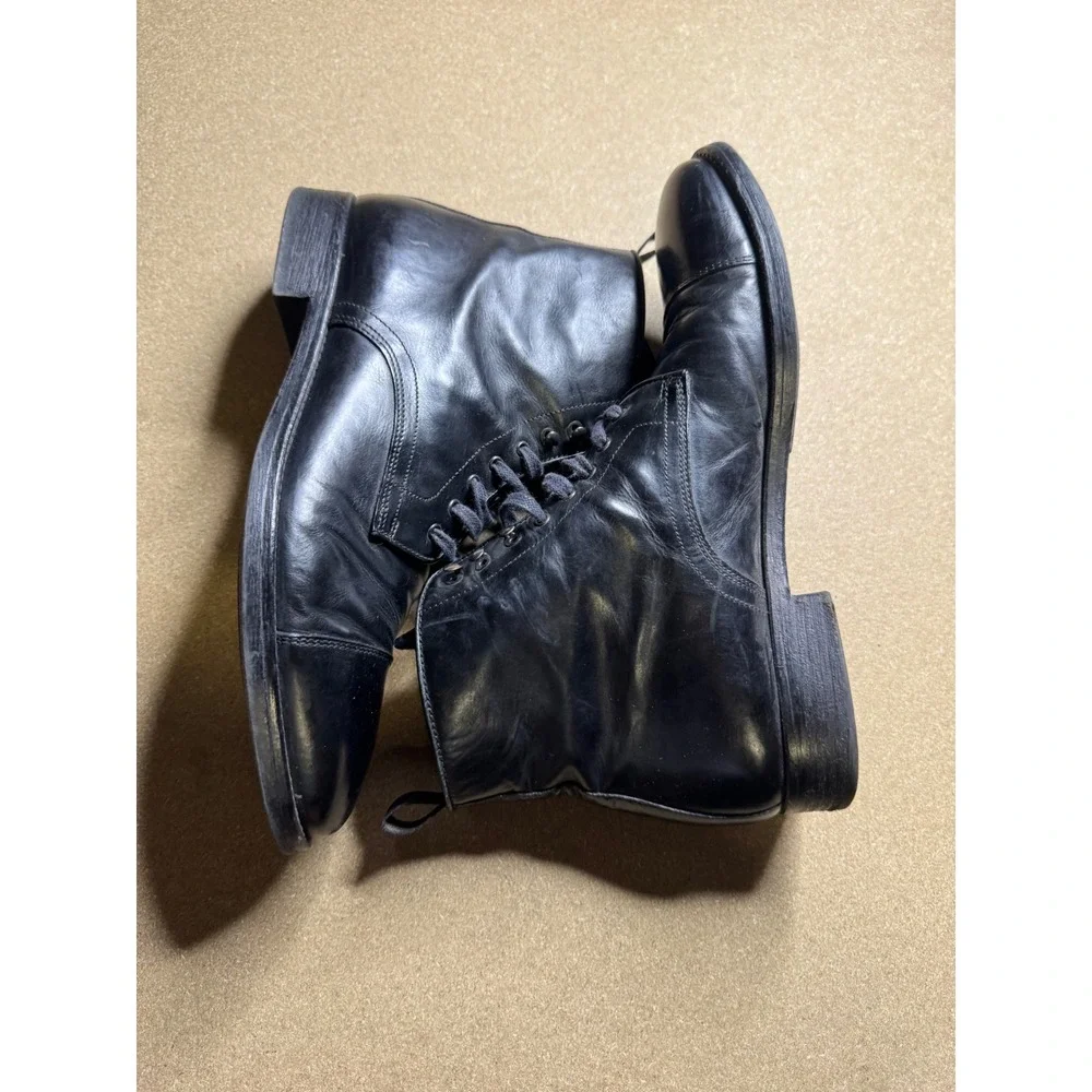To Boot New York Adam Derrick Black Leather Cap Toe Lace Up Combat Boots Mens 7